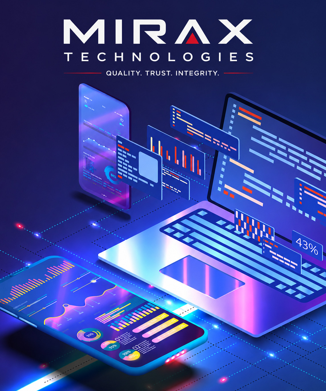 Mobile app development services for Android and iOS by Mirax Technologies, creating intuitive and feature-rich applications